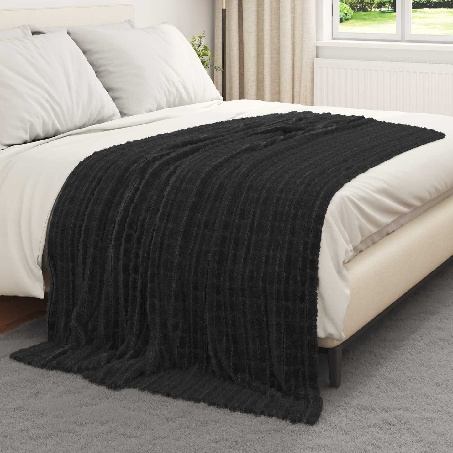 Wohndecken 6 pcs Schwarz 200 x 150 cm Fleece