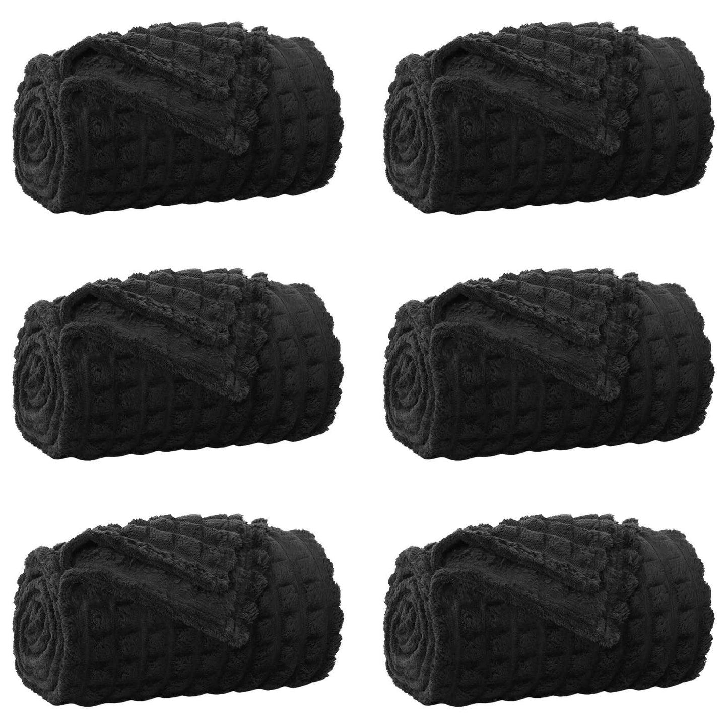 Wohndecken 6 pcs Schwarz 200 x 150 cm Fleece