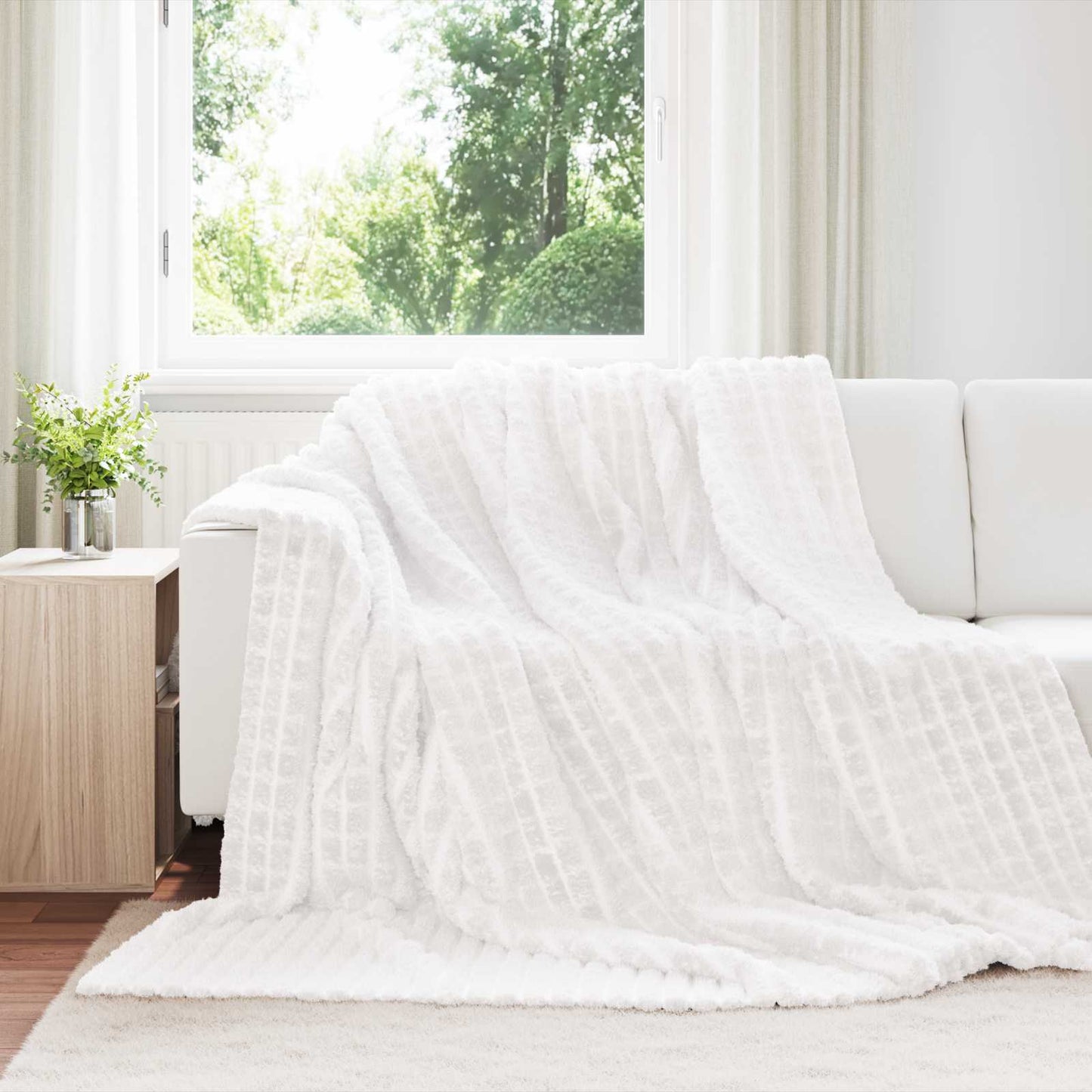 Wohndecken 6 pcs Weiß 240 x 220 cm Fleece
