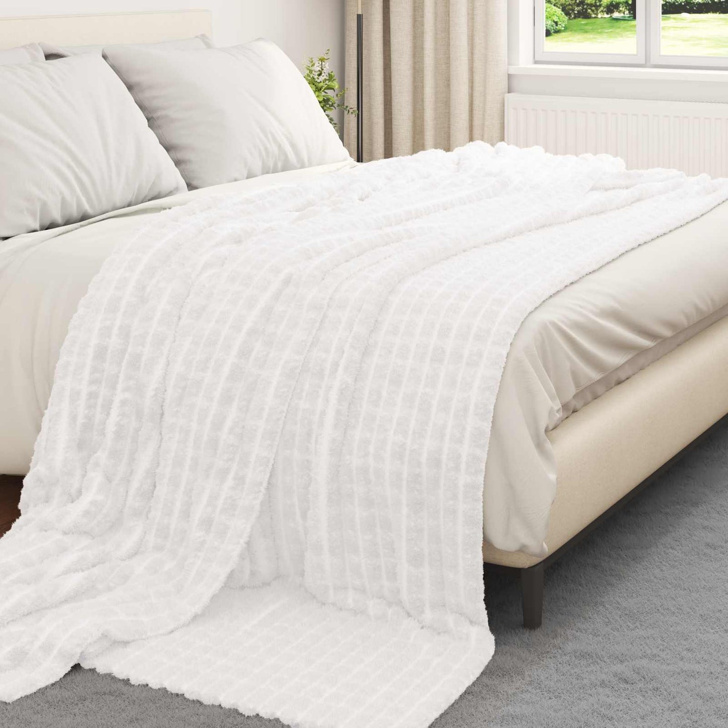 Wohndecken 6 pcs Weiß 240 x 220 cm Fleece