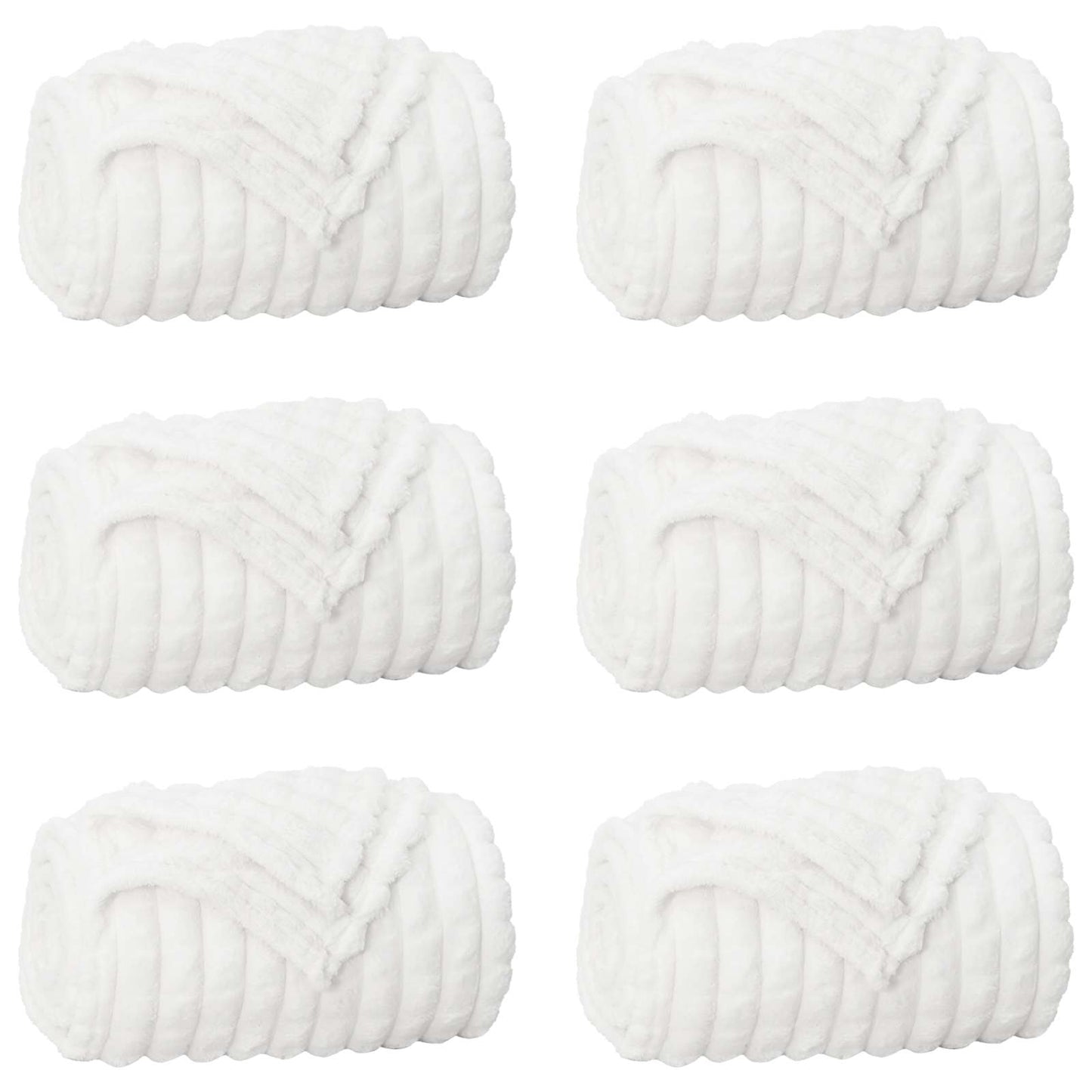 Wohndecken 6 pcs Weiß 240 x 220 cm Fleece