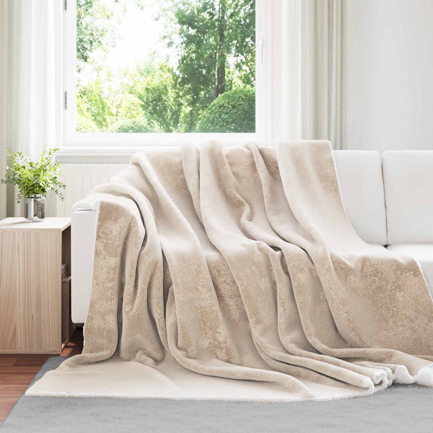 Jeté de lit polaire beige 240 x 270 cm