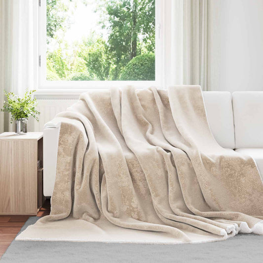 Überwurfdecke Beige 240 x 270 cm Fleece