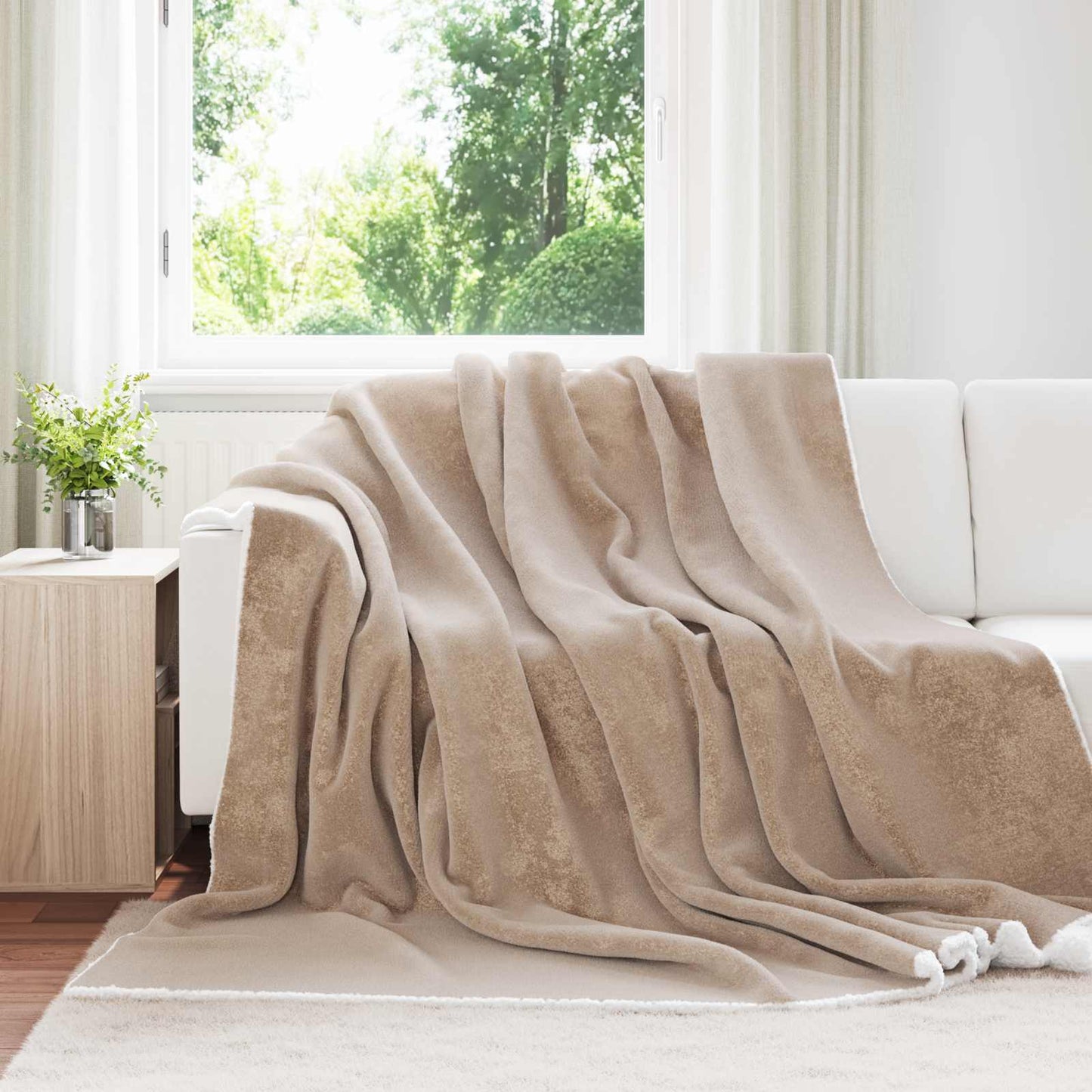 Überwurfdecke Kamel 220 x 240 cm Fleece