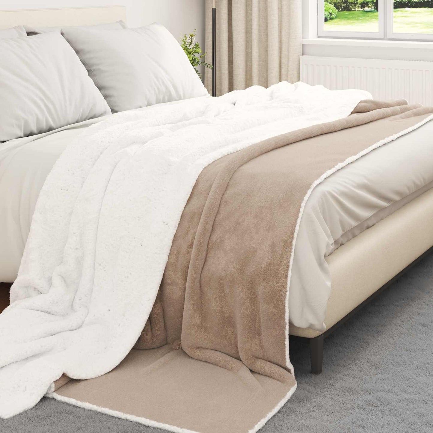 Überwurfdecke Kamel 240 x 270 cm Fleece