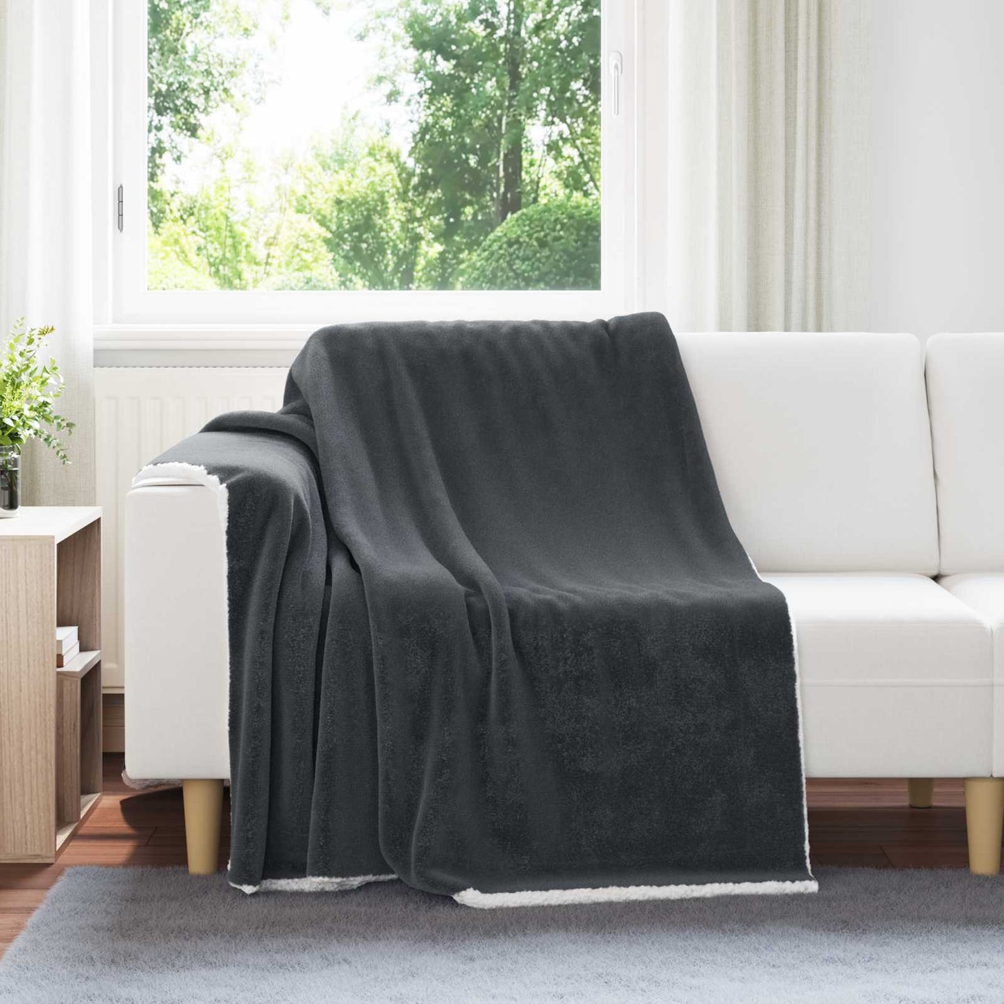 Plaid gris foncé 150 x 200 cm polaire