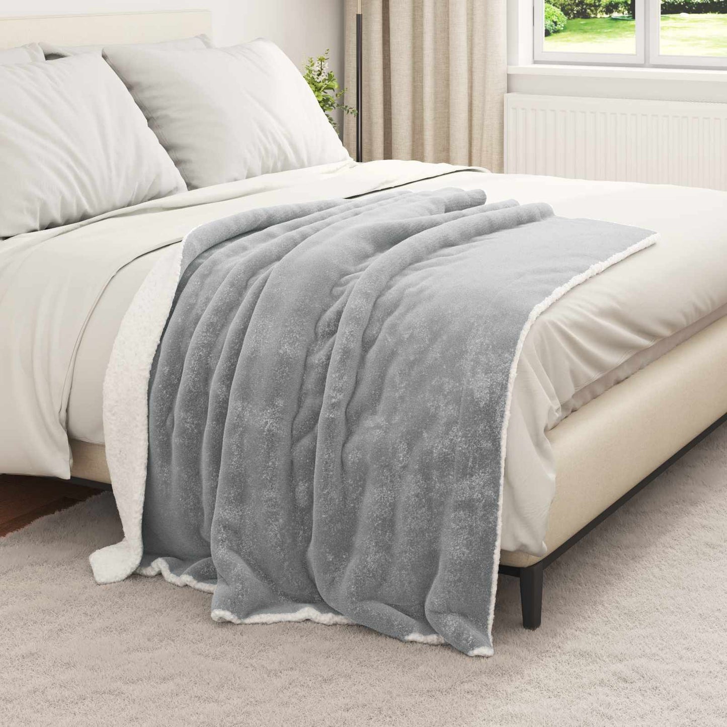 Plaid Gris 130 x 150 cm Polaire