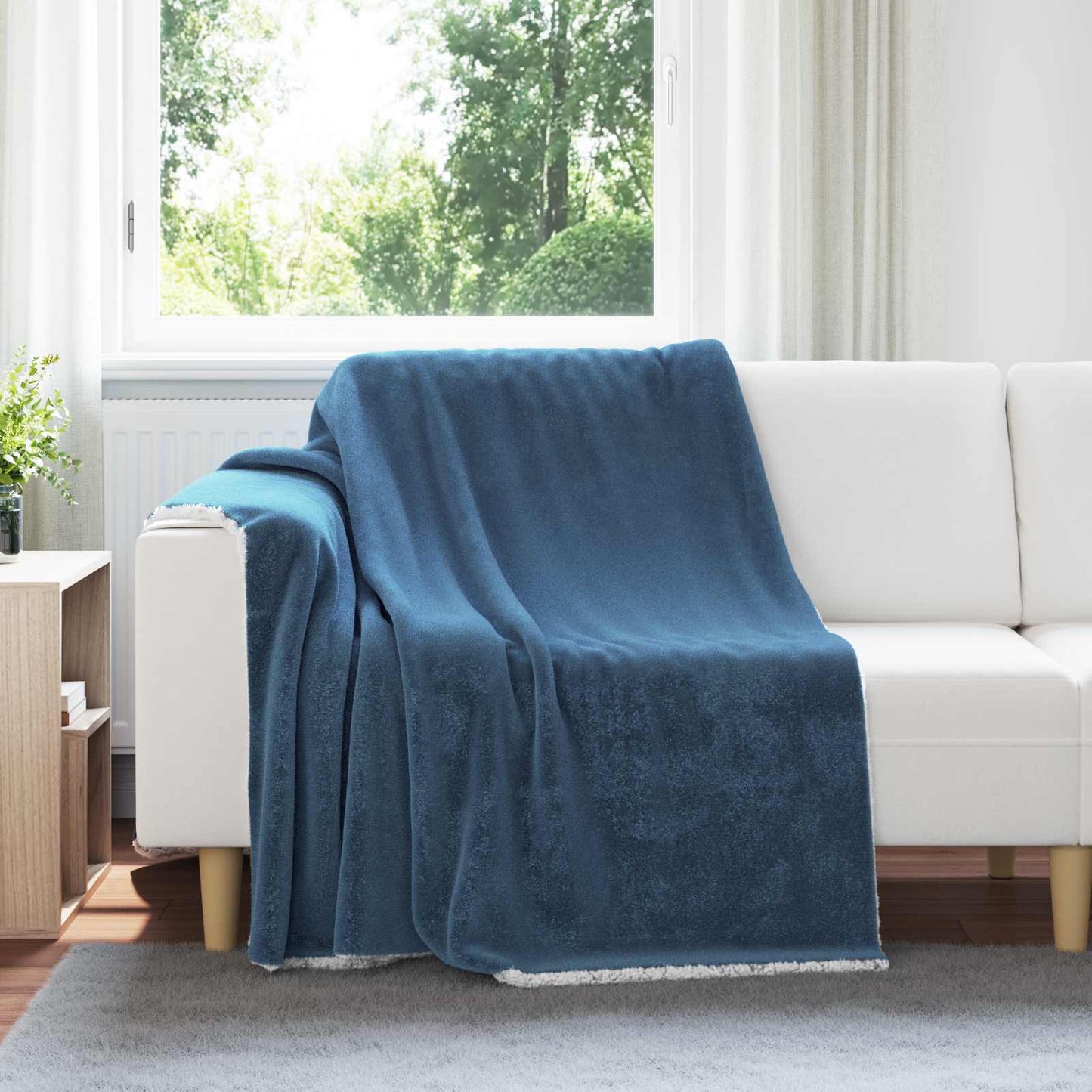 Überwurfdecke Marineblau 150 x 200 cm Fleece