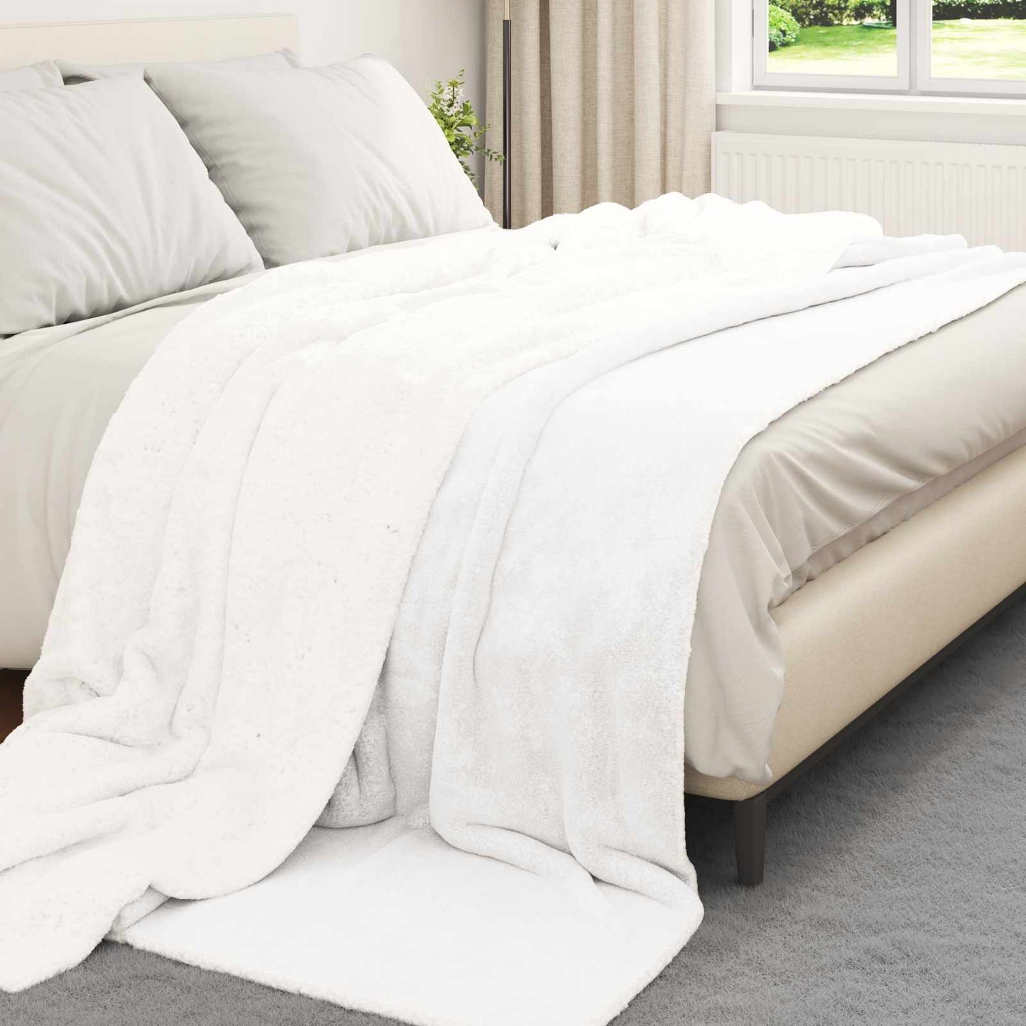 Überwurfdecke Weiß 220 x 240 cm Fleece