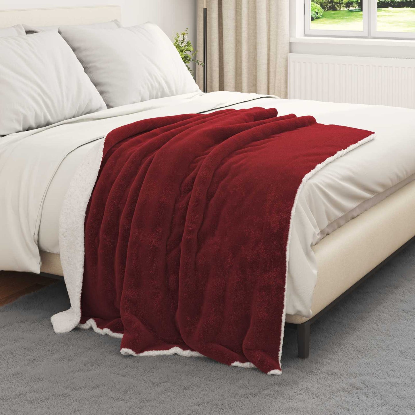Throw Blanket Bordeaux 130 x 150 cm Fleece