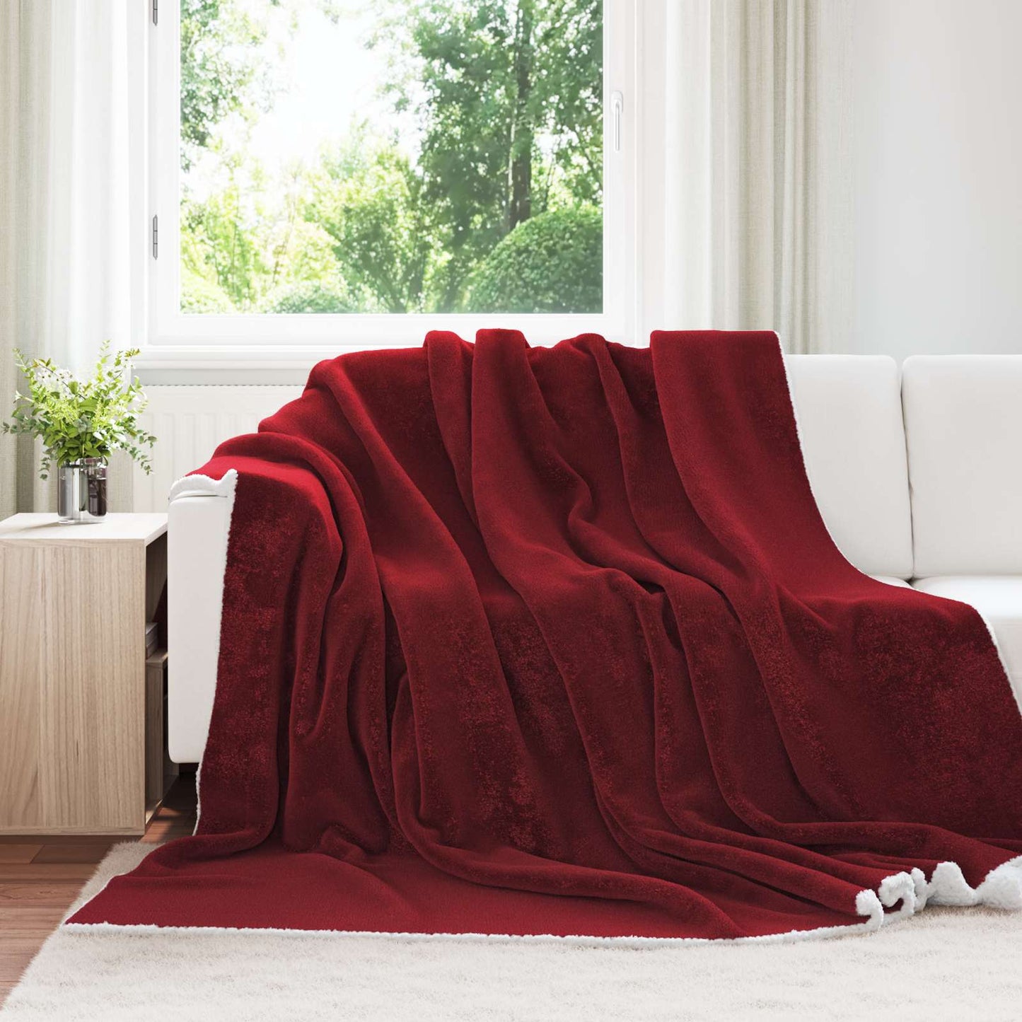 Überwurfdecke Bordeauxrot 220 x 240 cm Fleece