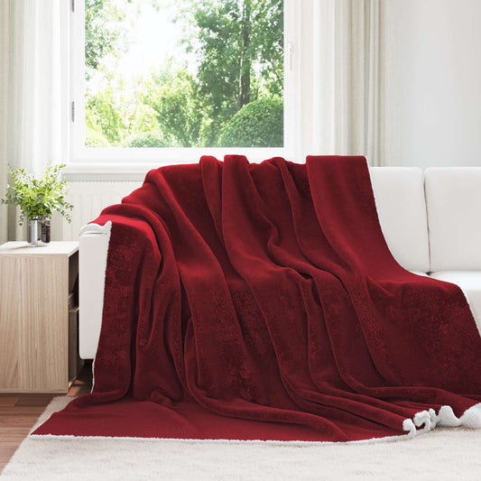 Überwurfdecke Bordeauxrot 240 x 270 cm Fleece
