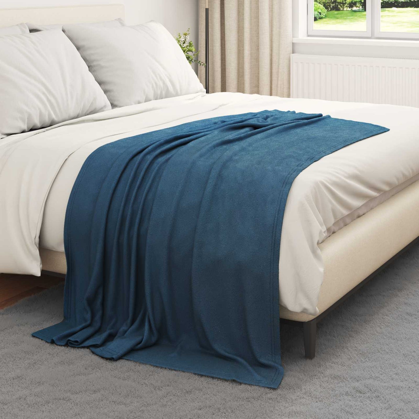 Überwurfdecke Marineblau 170 x 130 cm Fleece