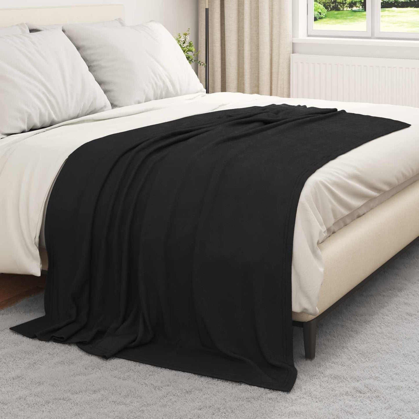 Throw Blanket Black 200 x 150 cm Fleece