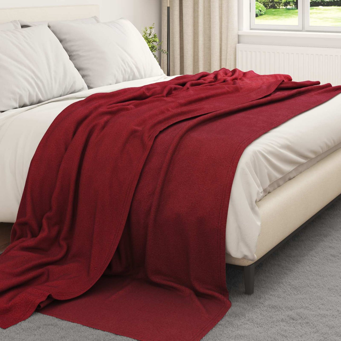 Überwurfdecke Bordeauxrot 240 x 220 cm Fleece