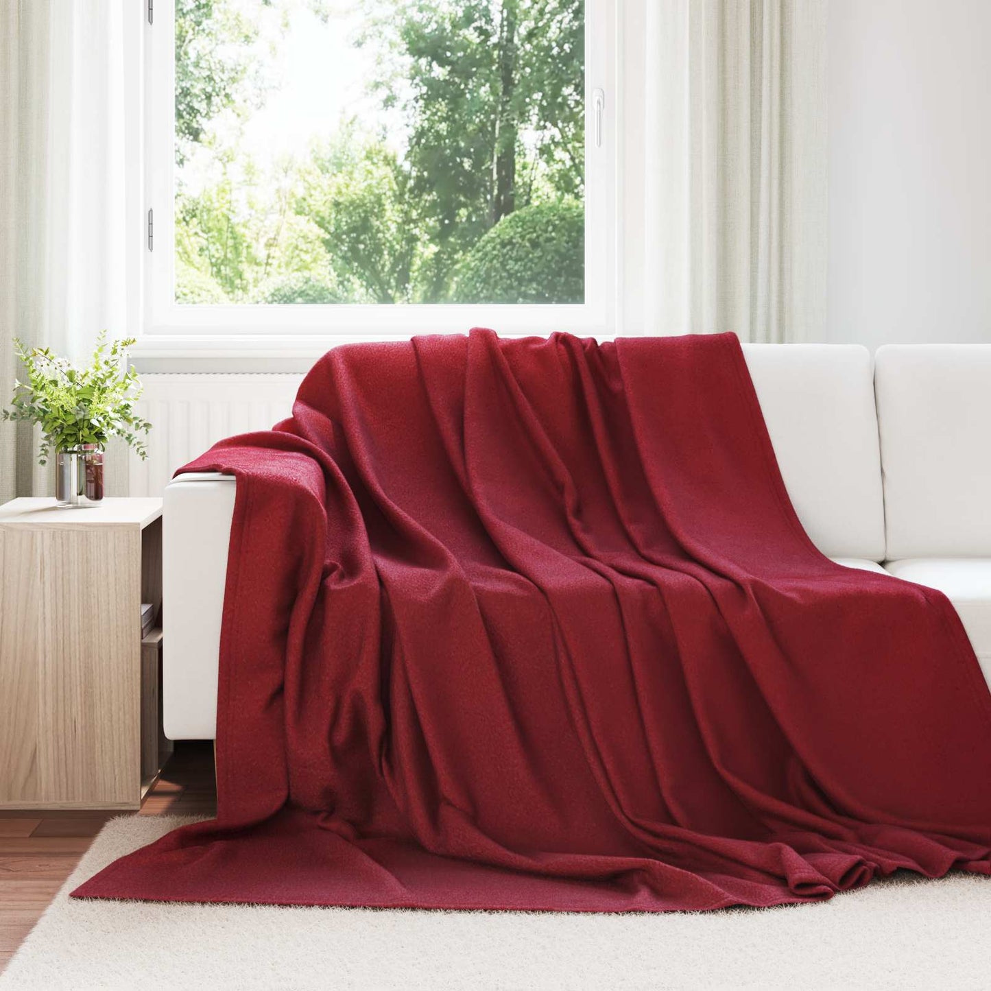 Überwurfdecke Bordeauxrot 270 x 240 cm Fleece
