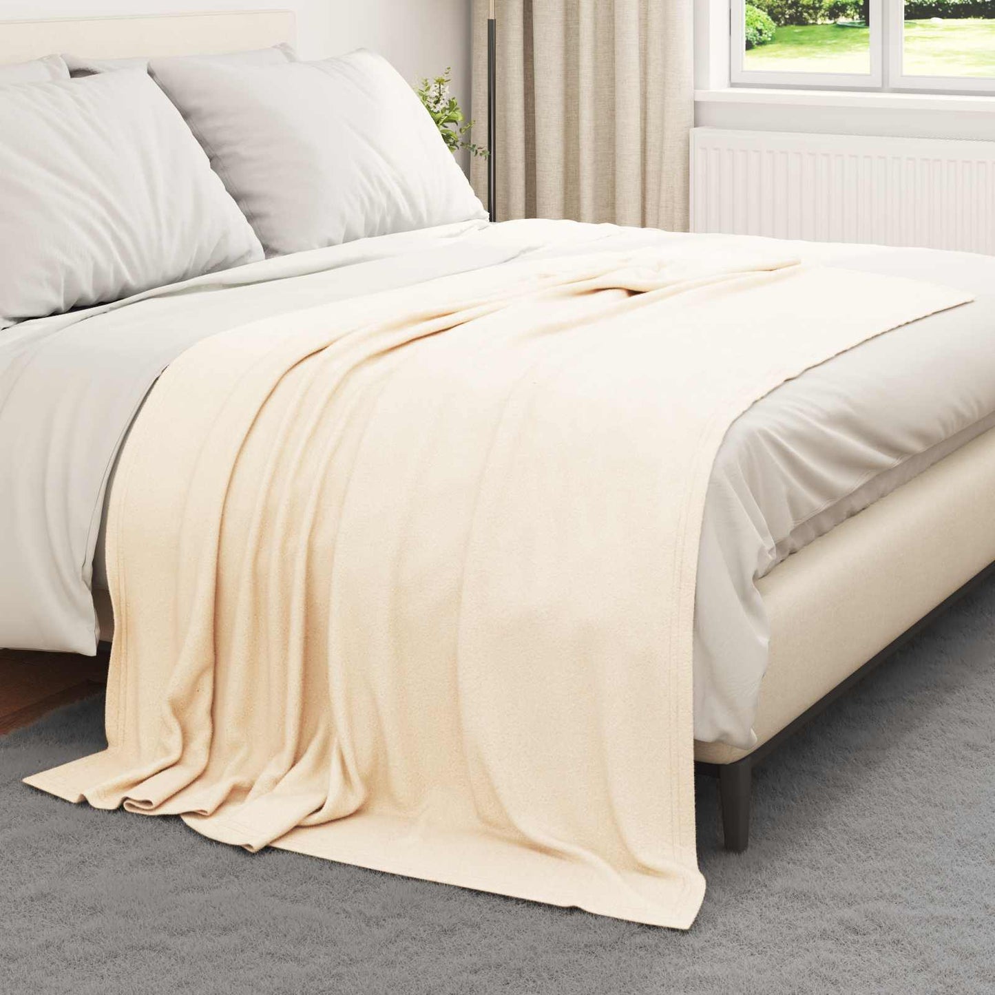 Überwurfdecke Creme 200 x 150 cm Fleece