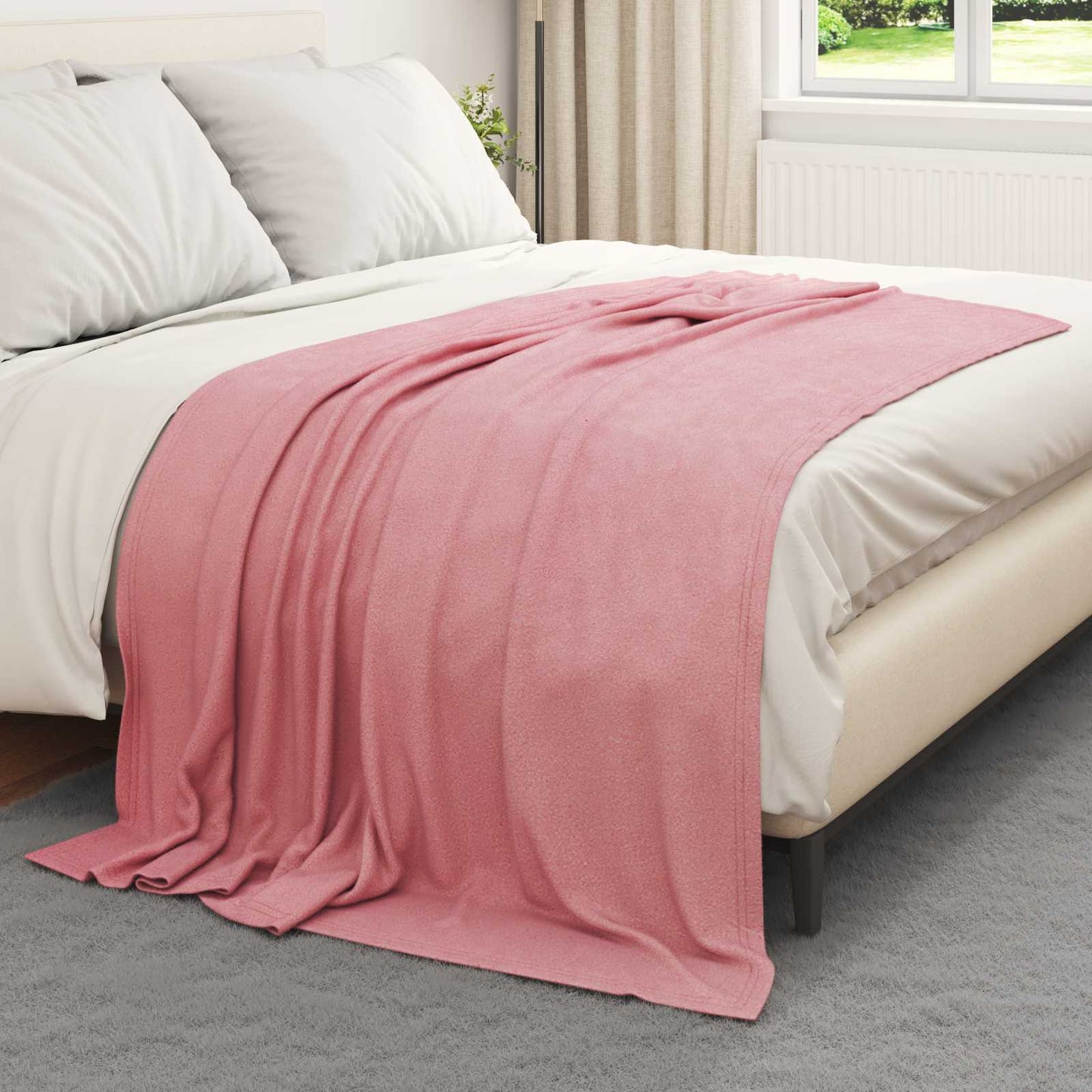 Jeté de lit rose 200 x 150 cm polaire