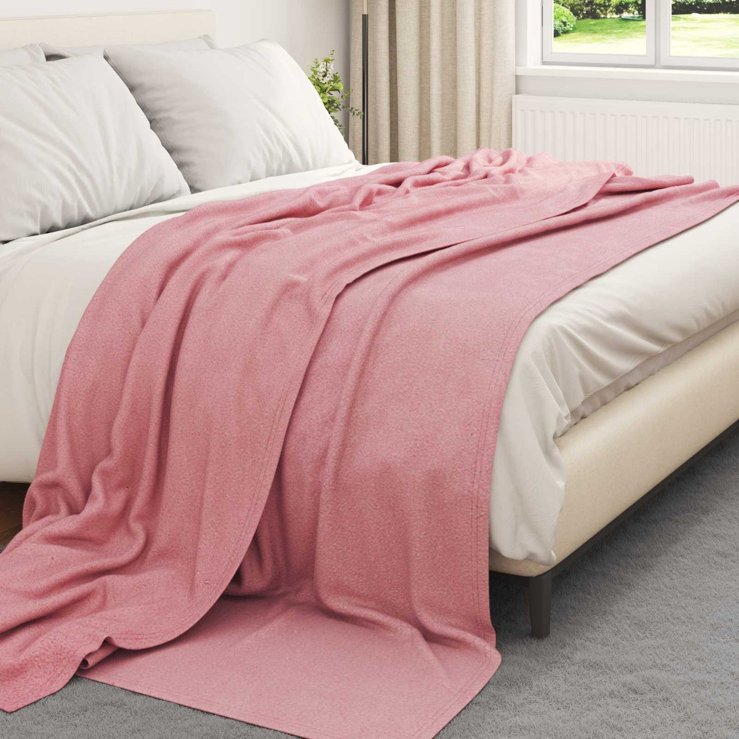 Throw Blanket Pink 240 x 220 cm Fleece