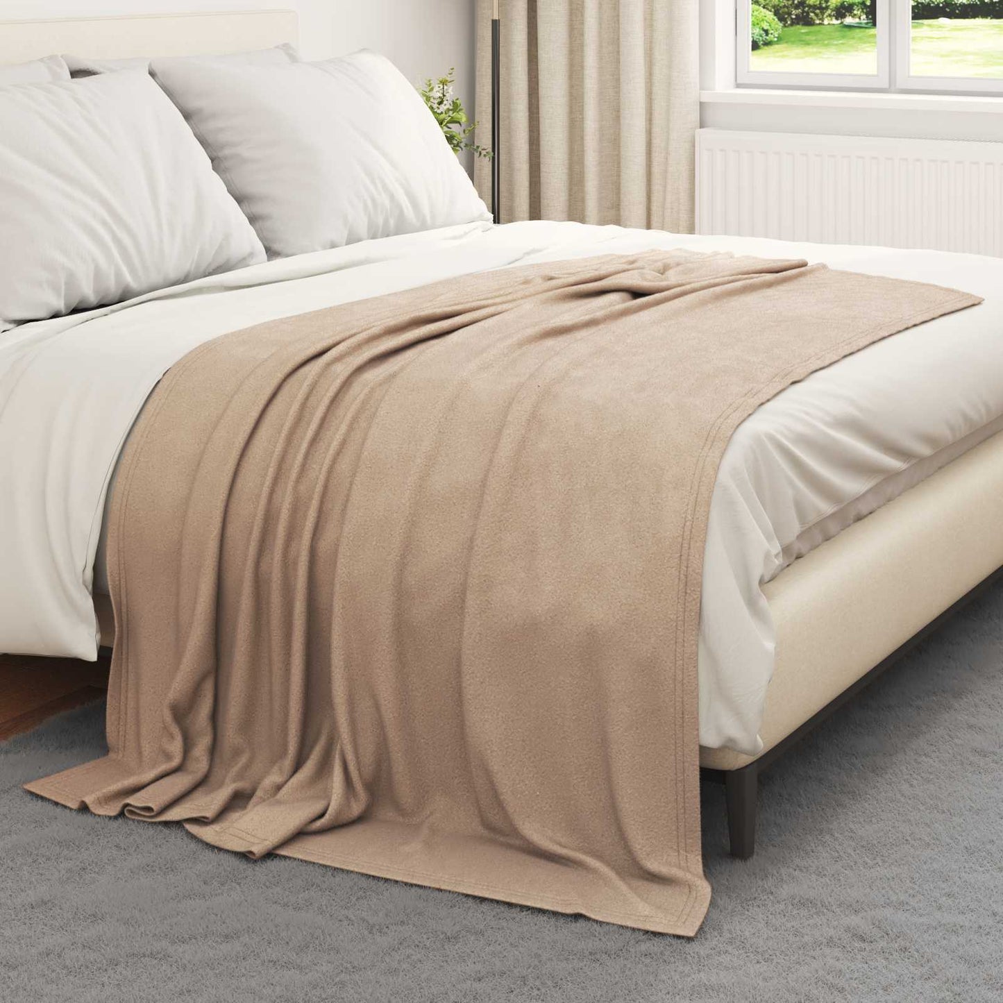 Plaids 6 pcs chameau 200 x 150 cm polaire