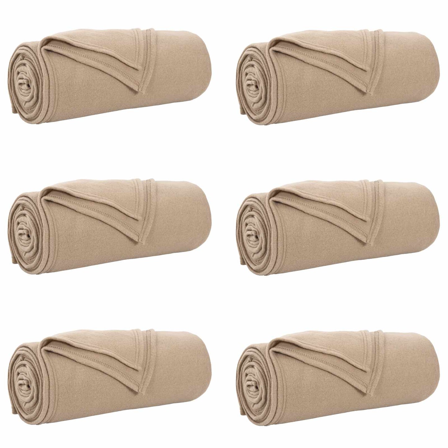 Fleece Blankets 6 pcs Camel 240 x 220 cm