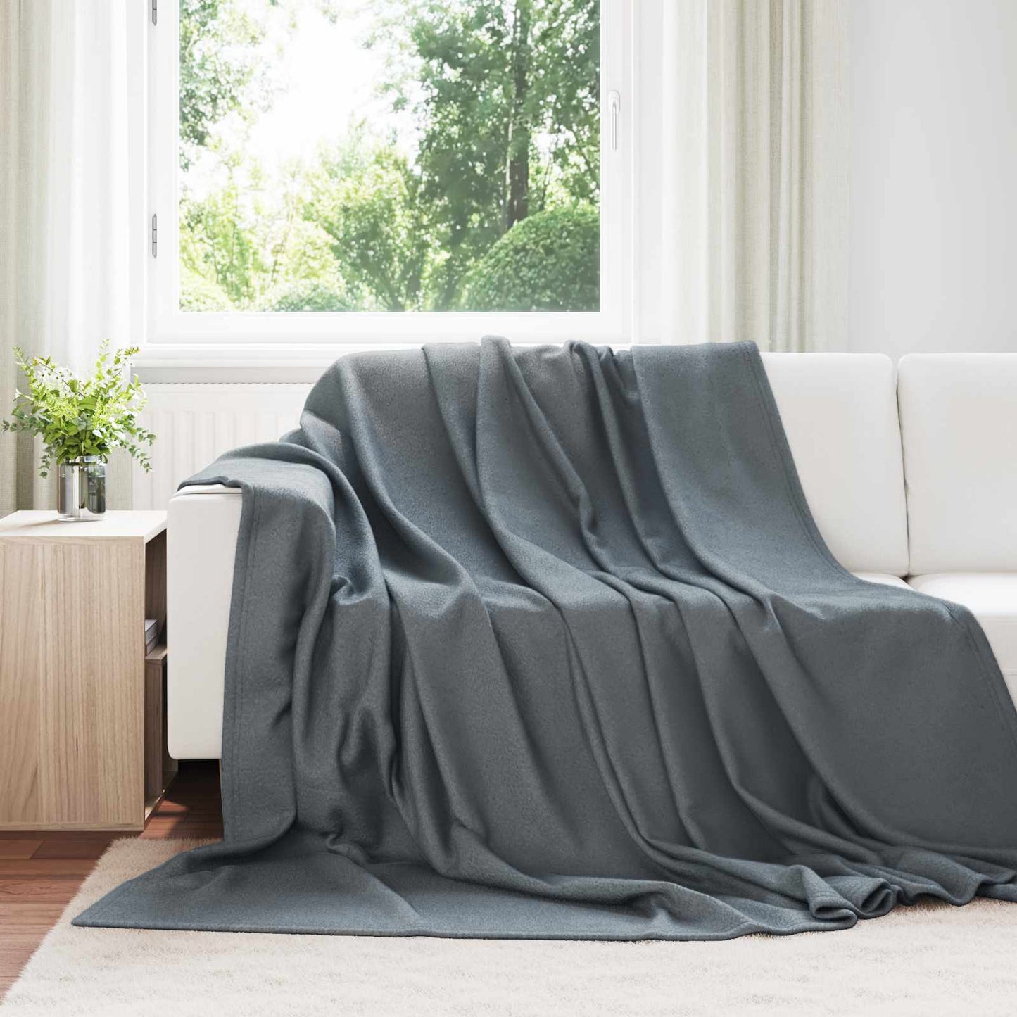 Wohndecken 6 pcs Dunkelgrau 270 x 240 cm Fleece