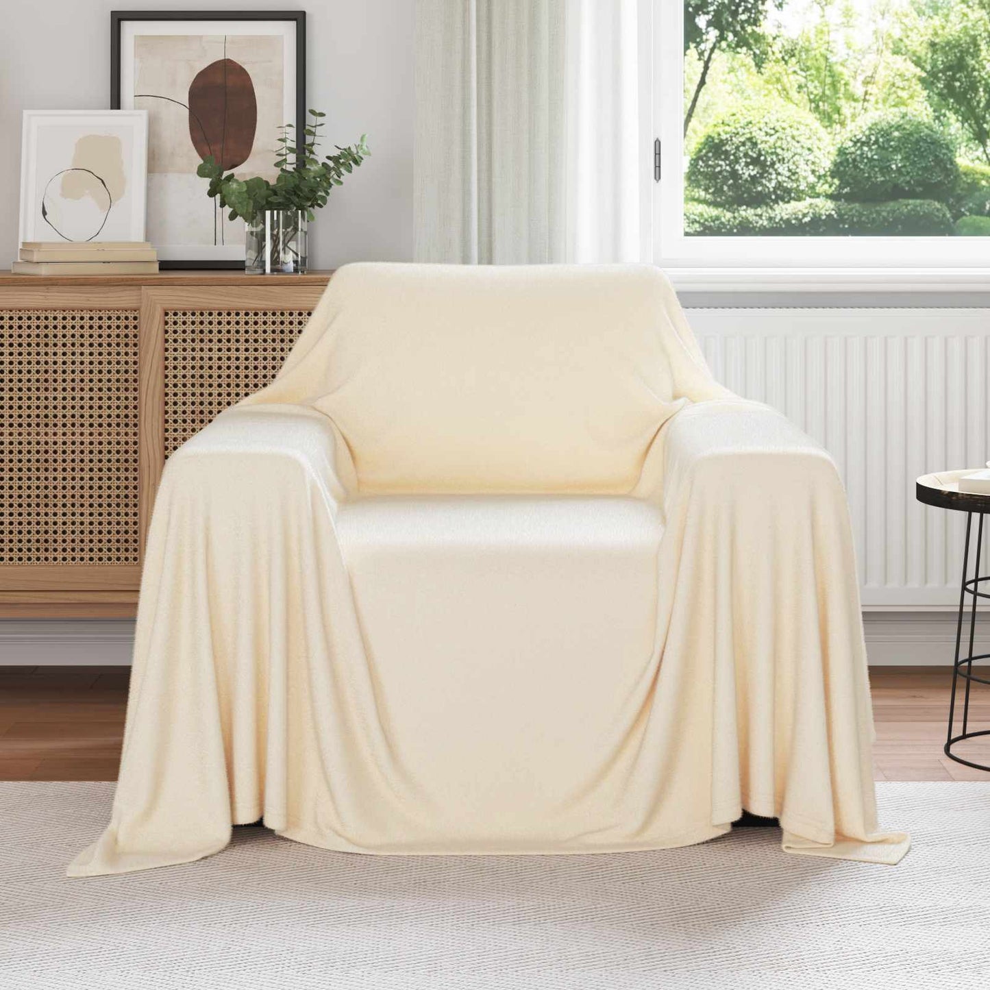 Jeté de lit crème 210 x 140 cm polaire