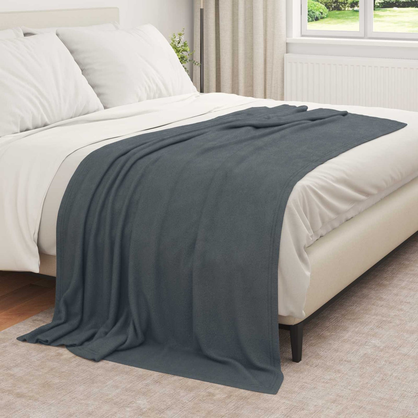 Überwurfdecke Dunkelgrau 210 x 140 cm Fleece