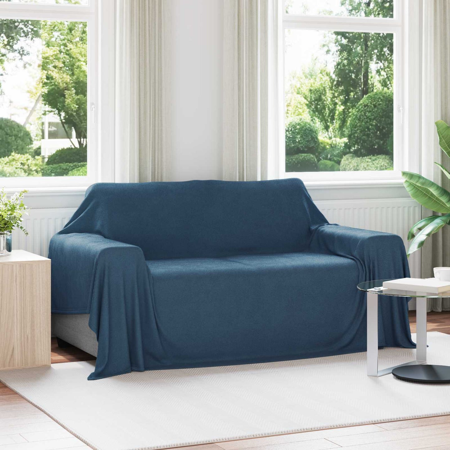 Überwurfdecke Marineblau 280 x 210 cm Fleece