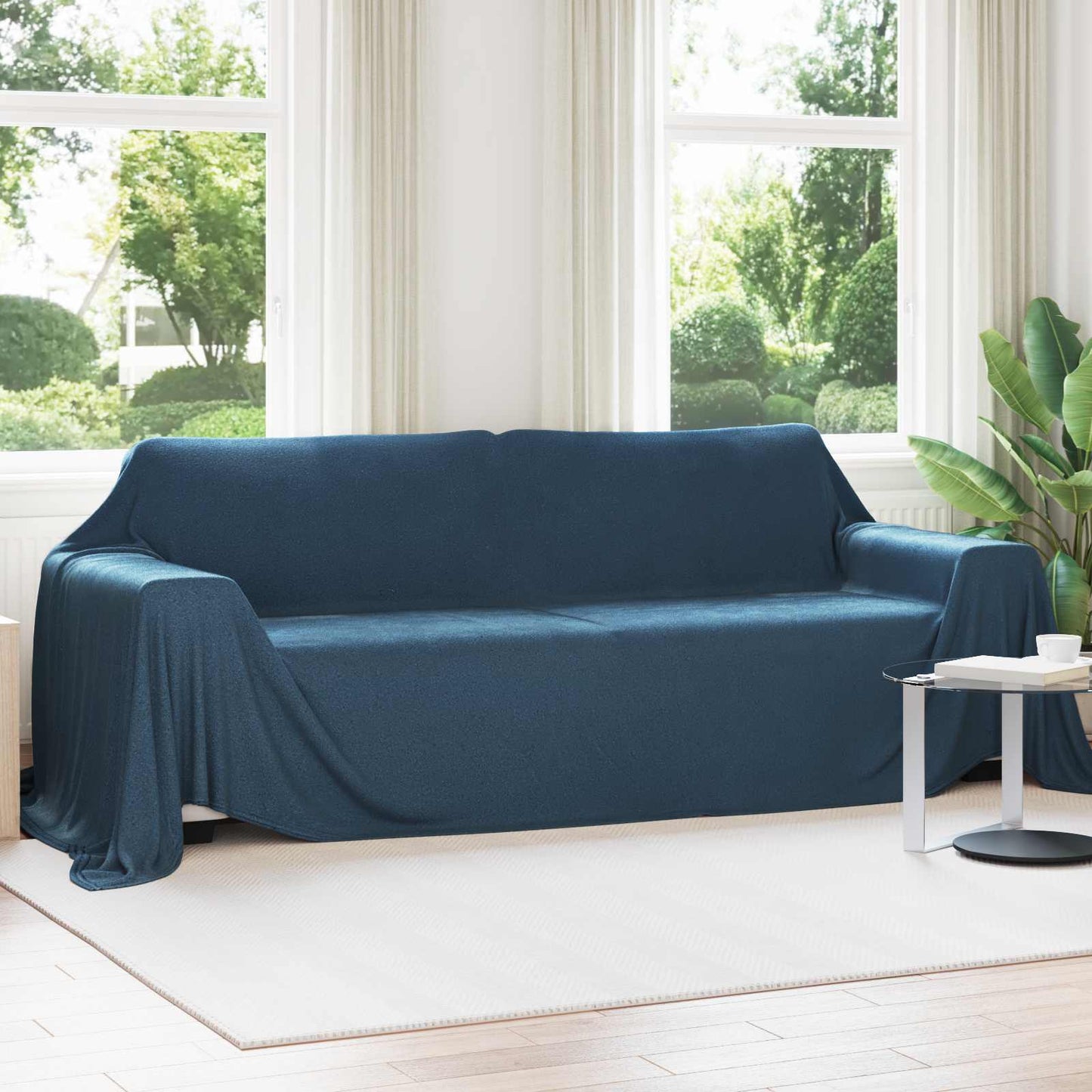 Throw Blanket Navy Blue 350 x 270 cm Fleece