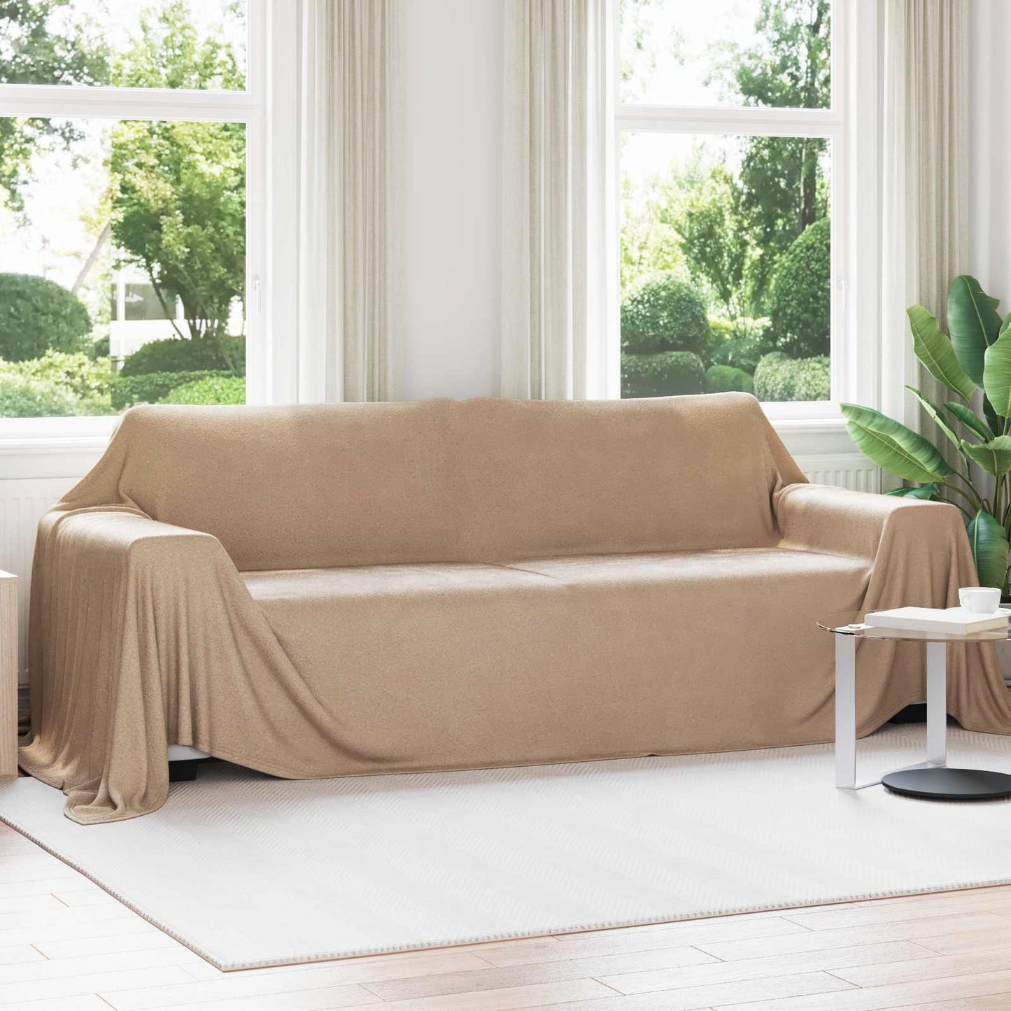 Jetés de lit 6 pcs Chameau 350 x 270 cm Polaire