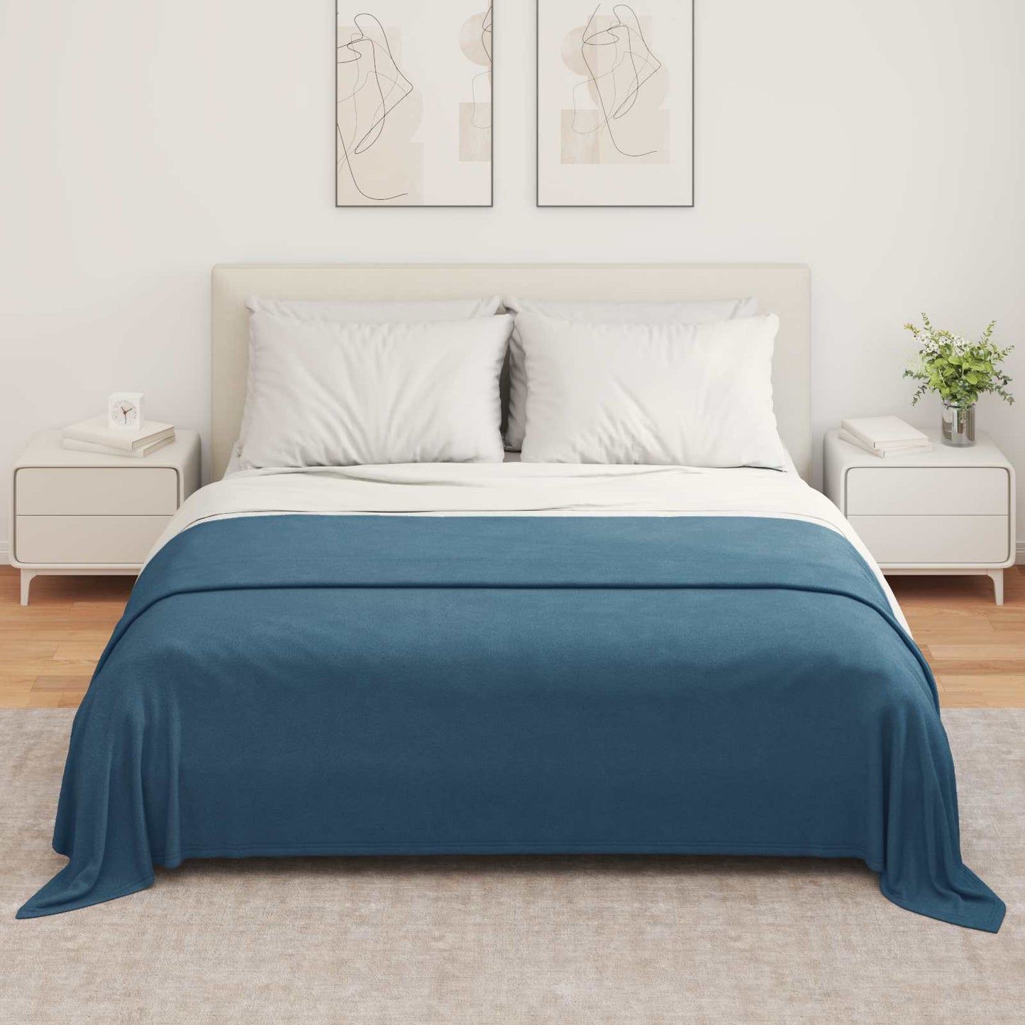 Throws 6 pcs Navy Blue 280 x 210 cm Fleece
