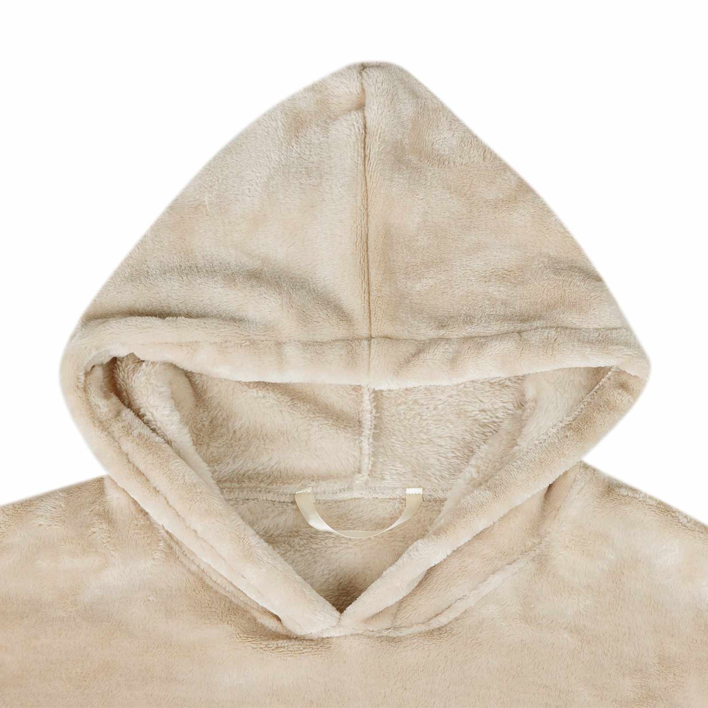 Hooded Blanket Beige L Flannel