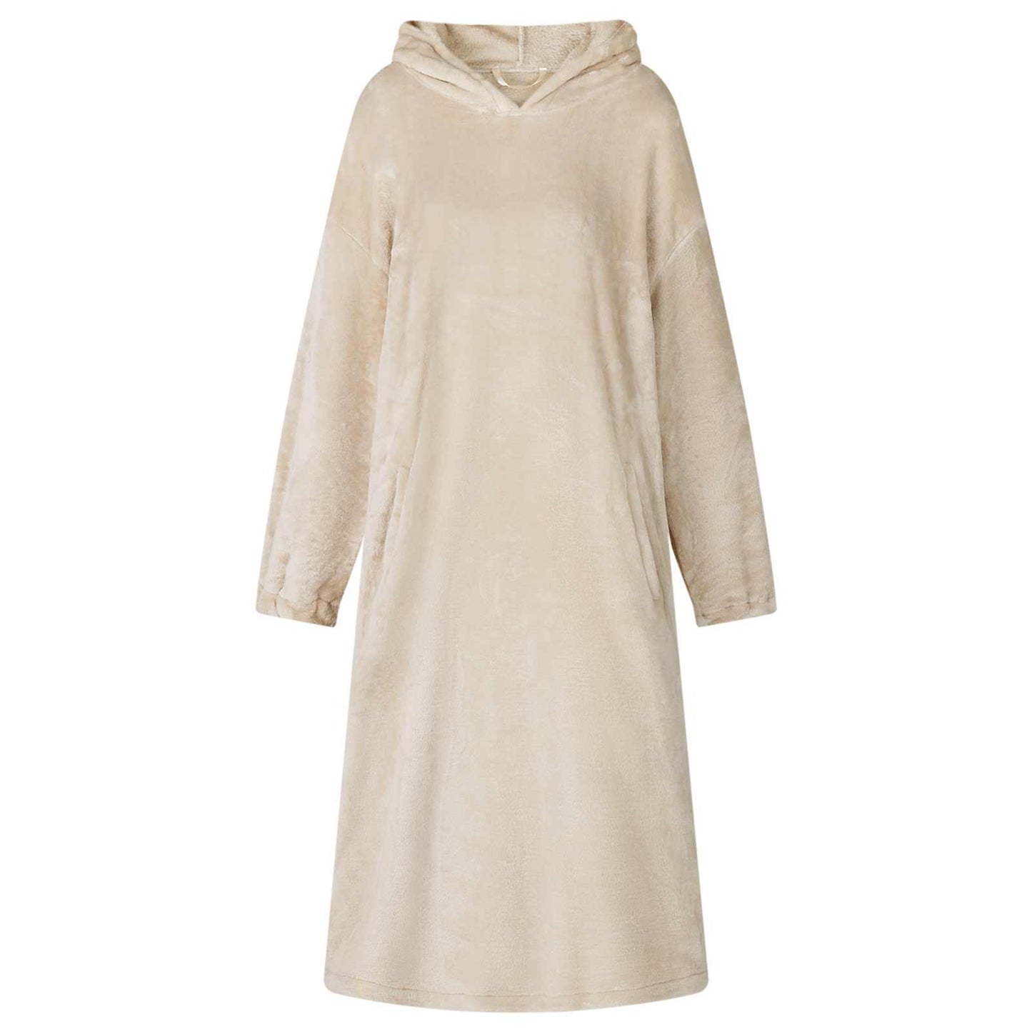 Hooded Blanket Beige L Flannel