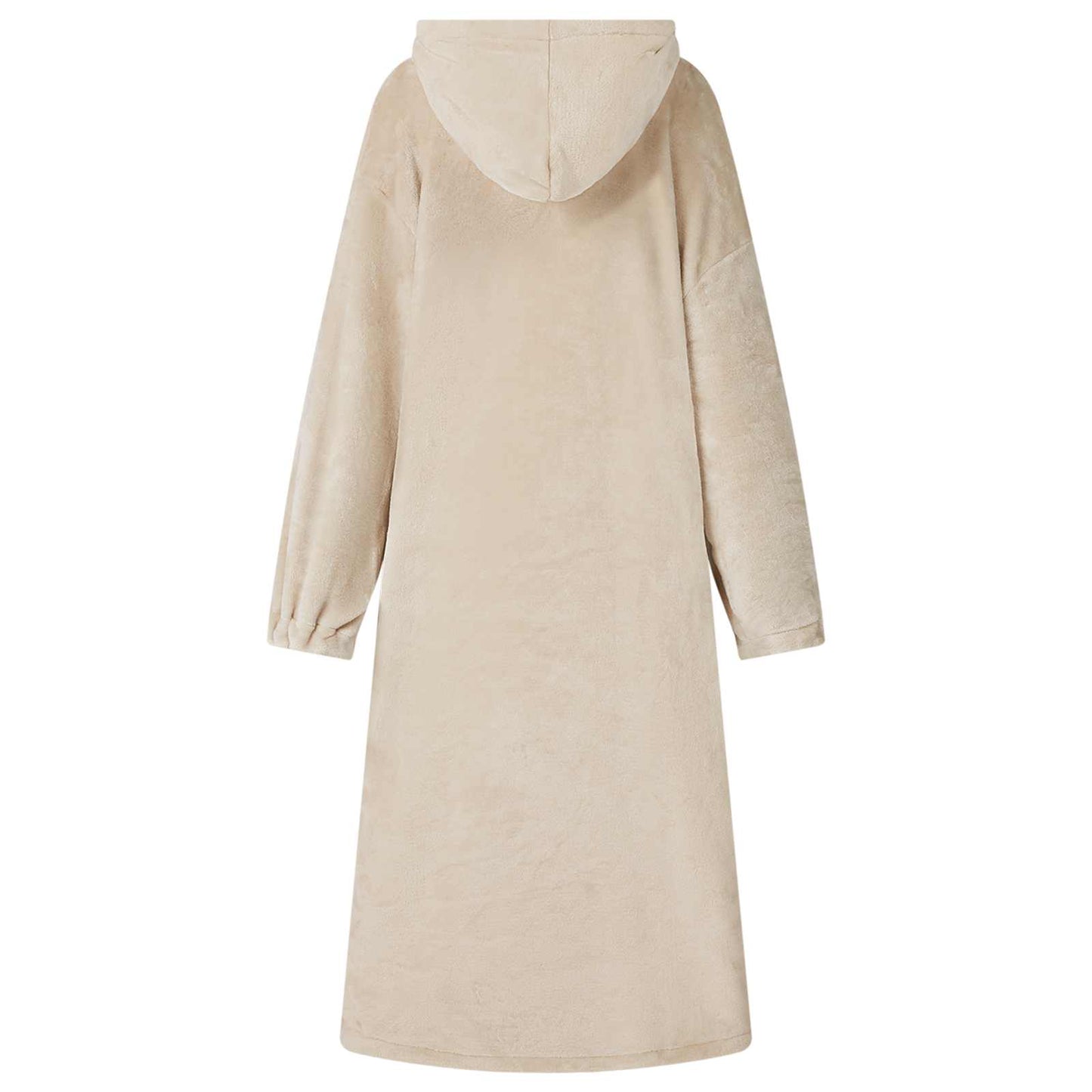 Hooded Blanket Beige L Flannel