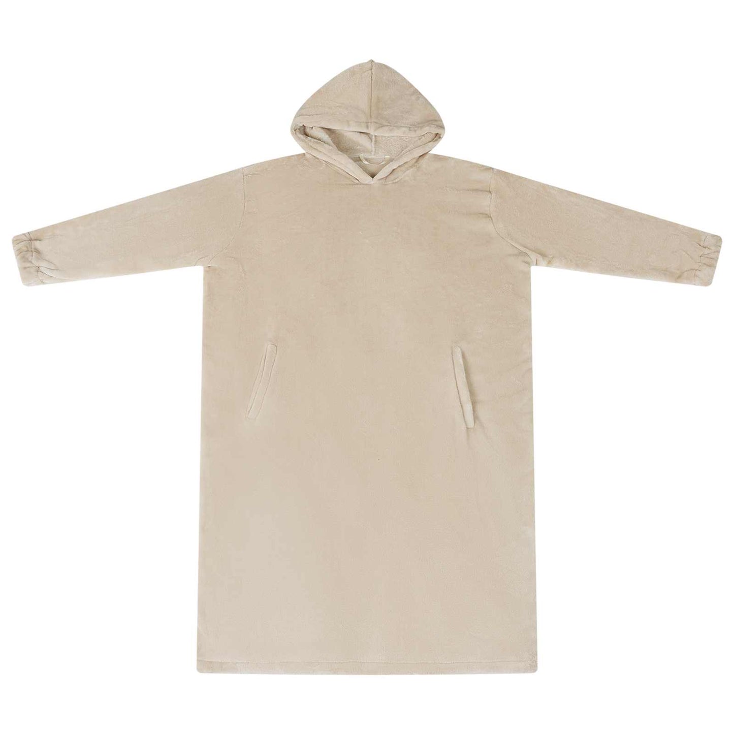 Hooded Blanket Beige L Flannel