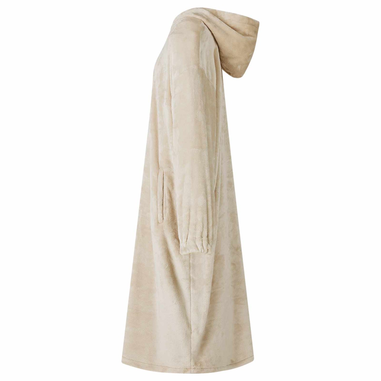 Hooded Blanket Beige L Flannel