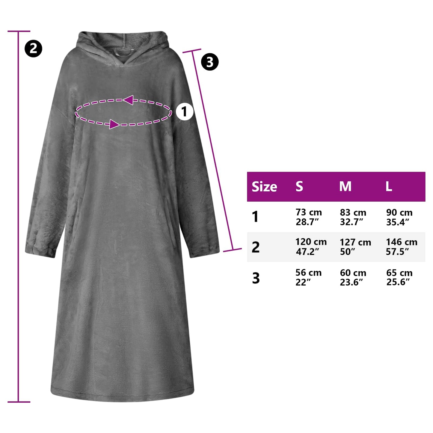 Decken-Hoodie Dunkelgrau S Flanell