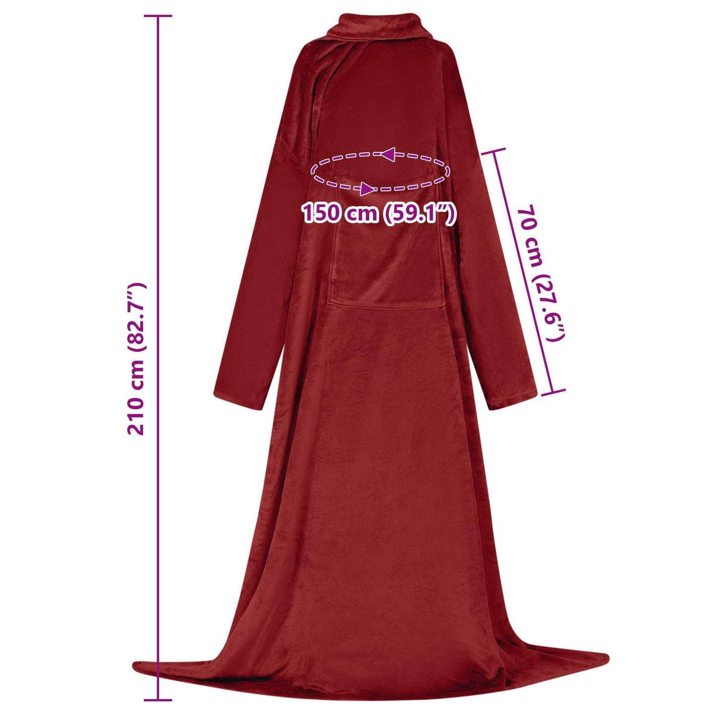 Sweat à capuche couverture Bordeaux F flanelle