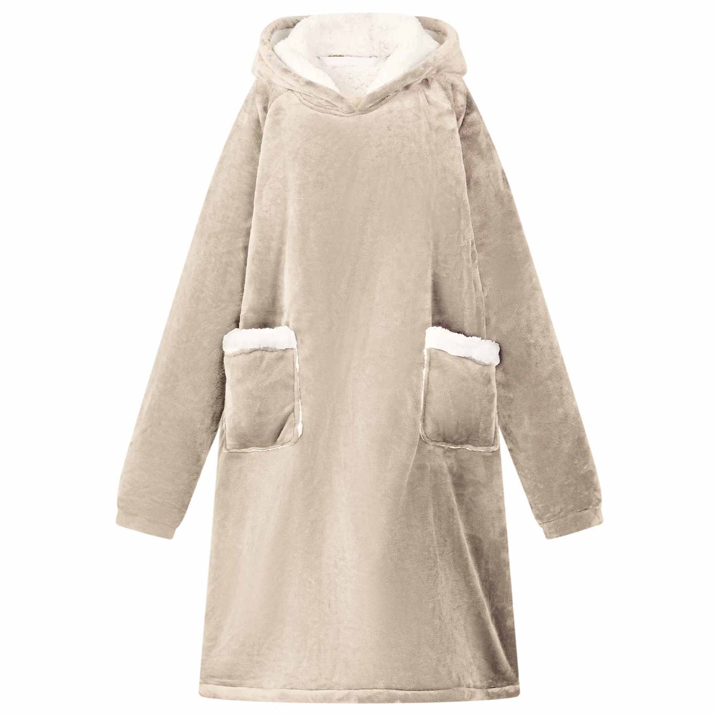 Sweat à capuche couverture beige M polaire et flanelle
