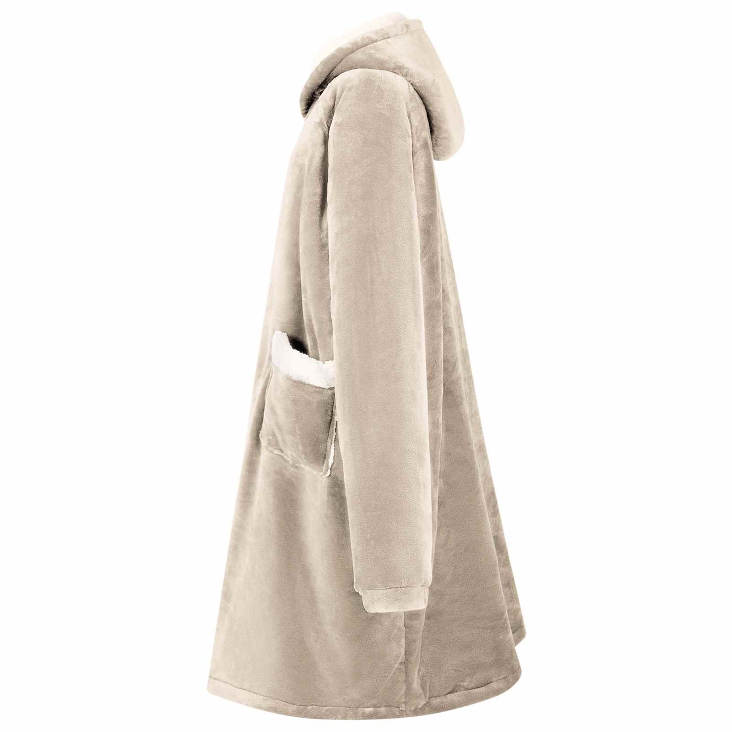 Sweat à capuche couverture beige L polaire et flanelle