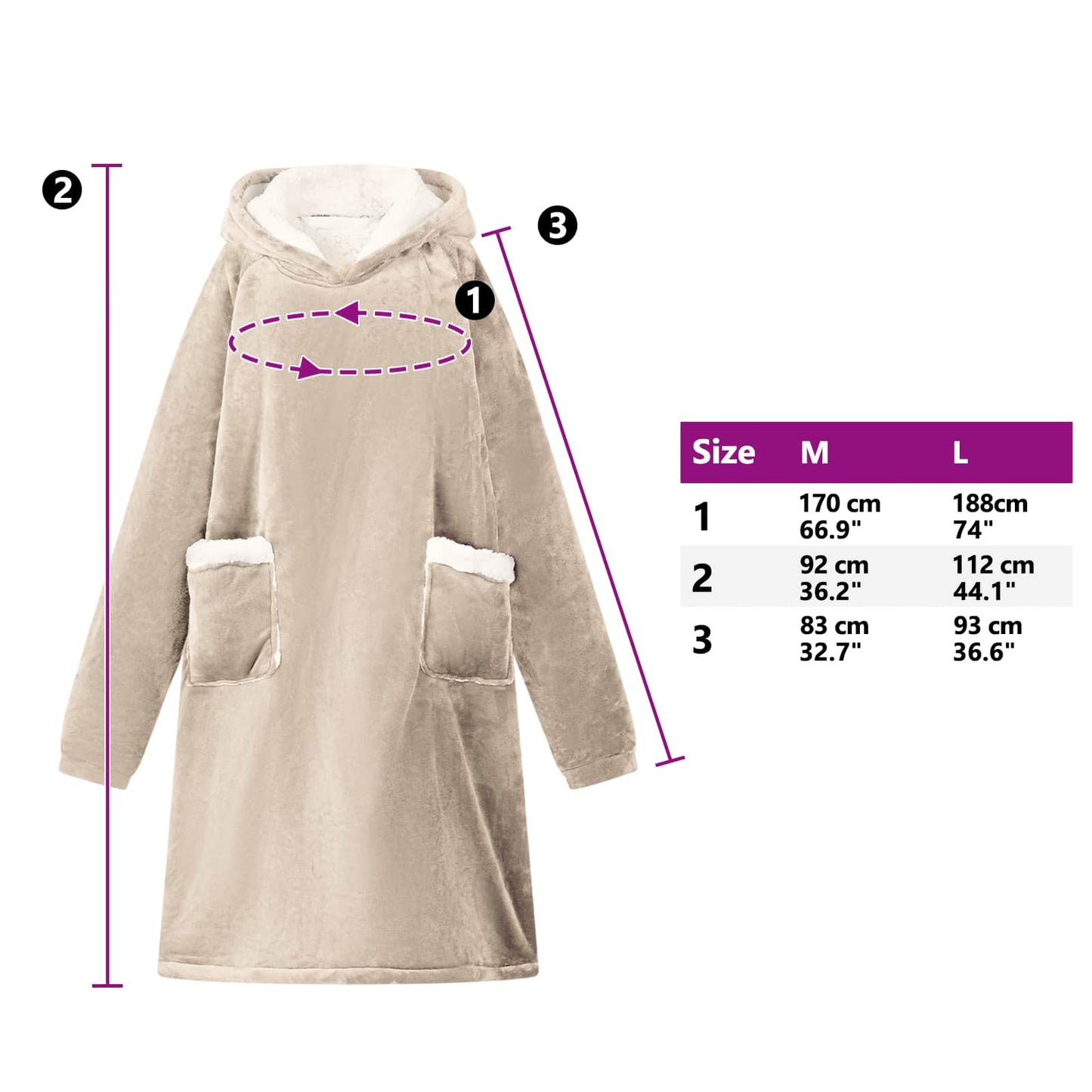 Sweat à capuche couverture beige L polaire et flanelle