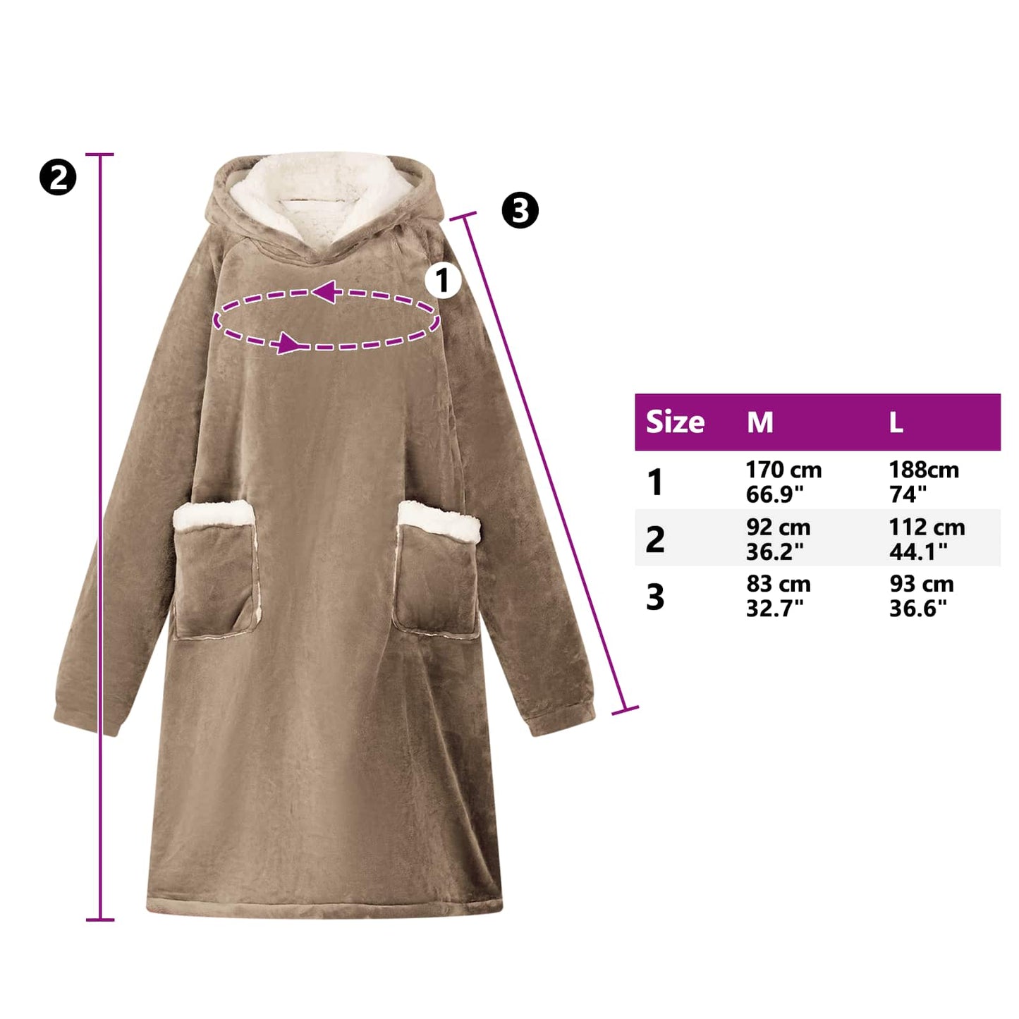 Decken-Hoodie Kamel M Fleece und Flanell