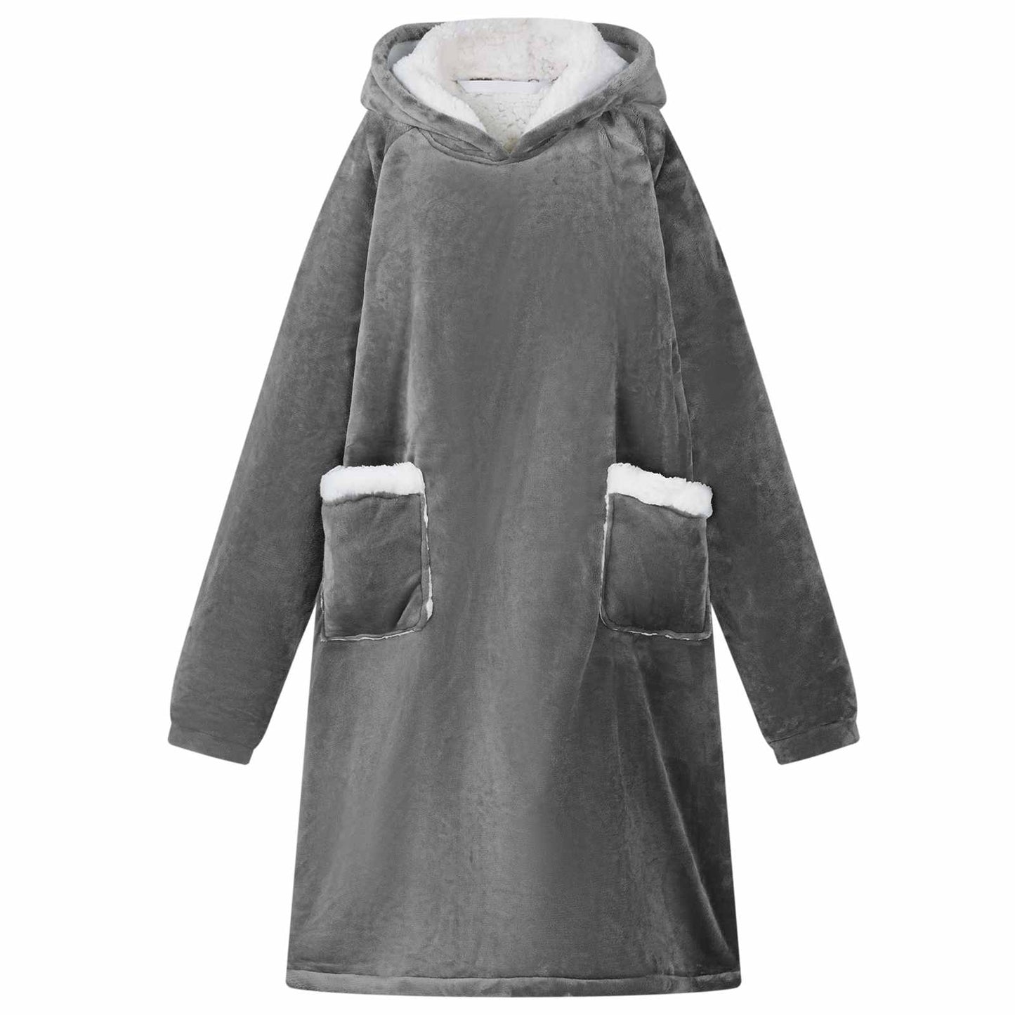 Hoddie-couverture gris foncé M en polaire et flanelle