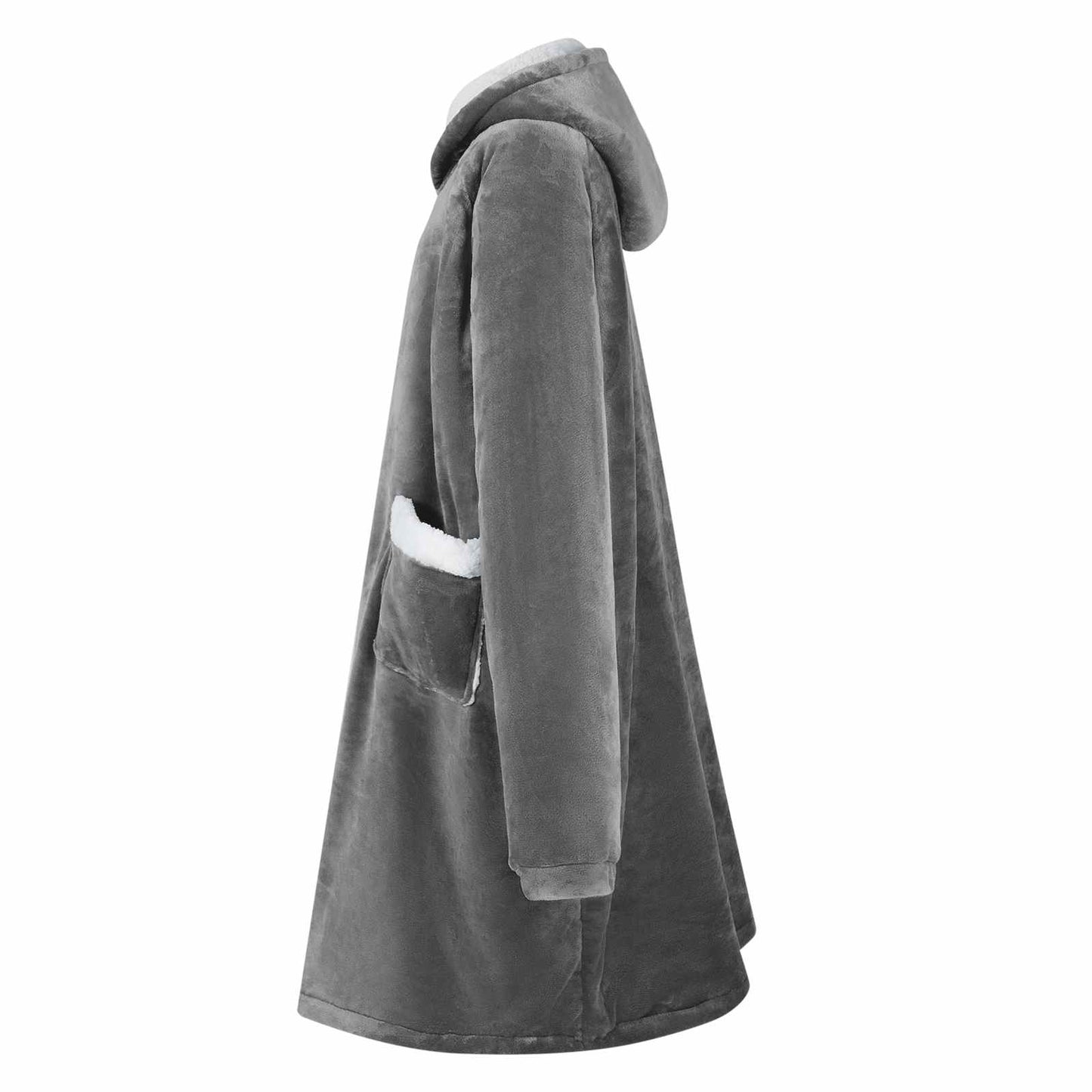 Hoddie-couverture gris foncé M en polaire et flanelle