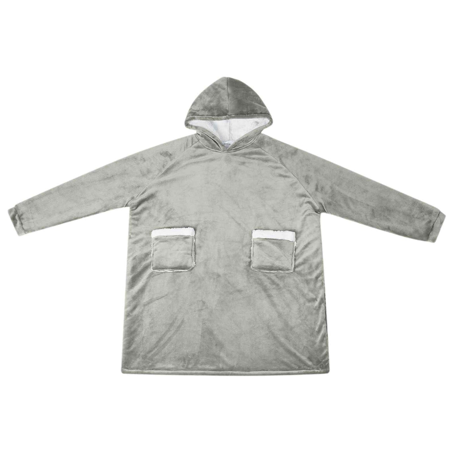 Wearable Blanket Hoodie Gray L Fleece and Flannel