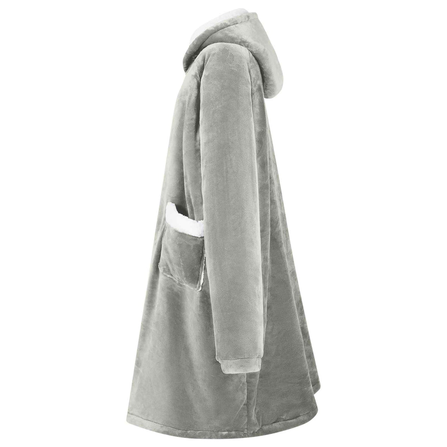 Wearable Blanket Hoodie Gray L Fleece and Flannel