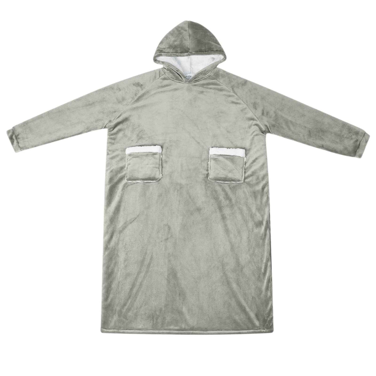 Hooded Blanket Grey M Fleece and Flannel