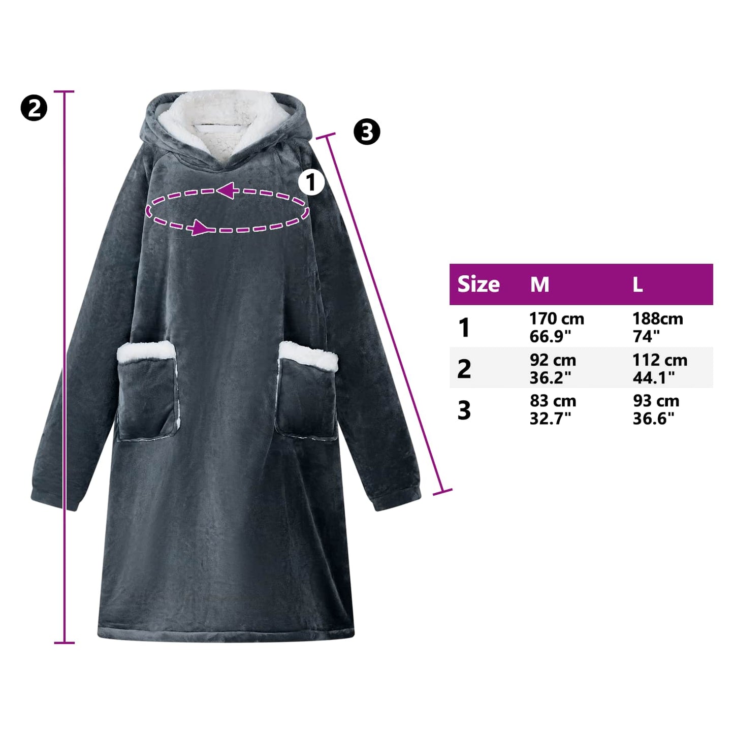 Wearable Blanket Navy M Fleece and Flannel