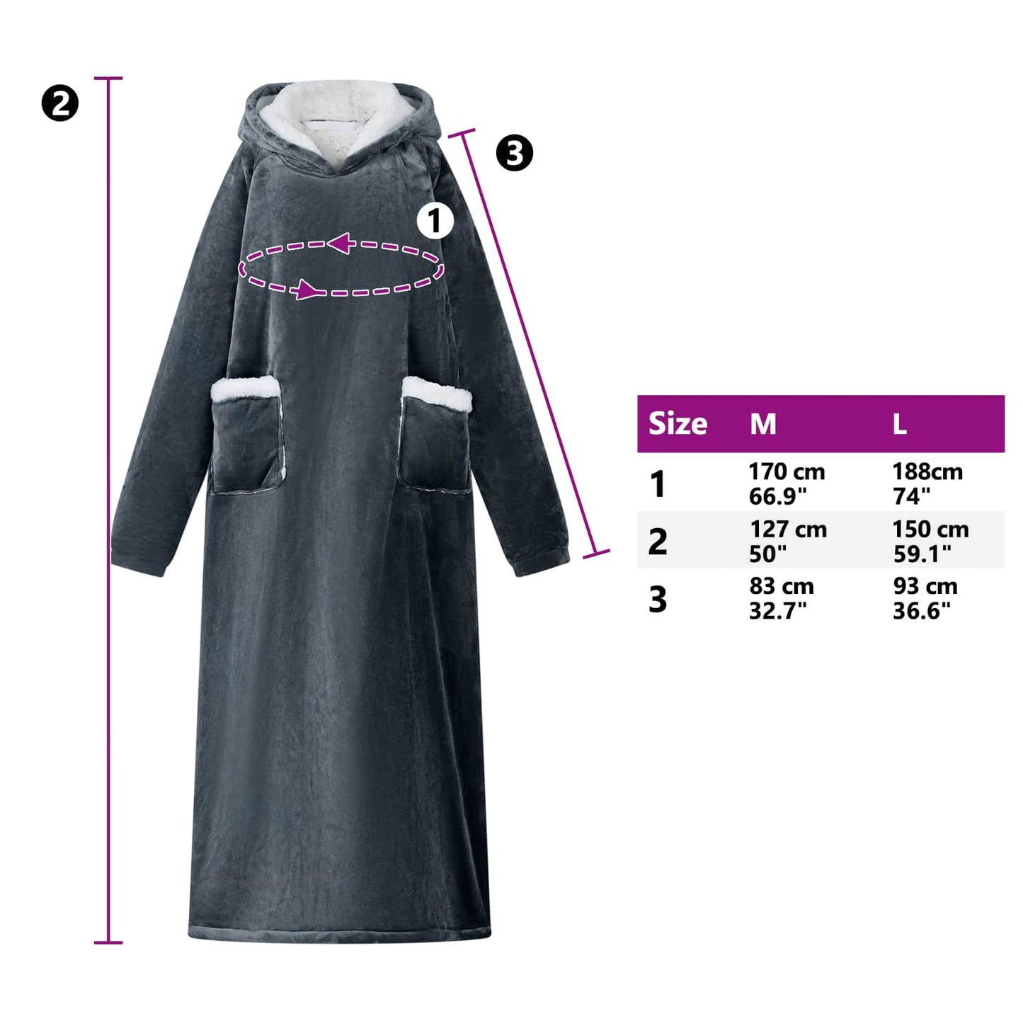 Wearable Blanket Navy M Fleece and Flannel